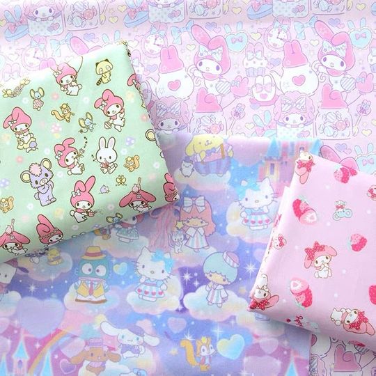 Discover Cute cartoon melody kitty Cotton Fabric