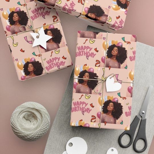Discover Pink African Girl Gift Wrapping Paper