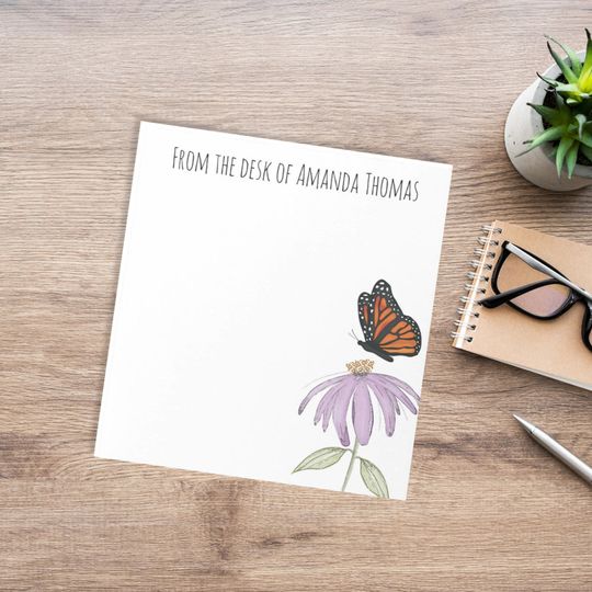 Discover Elegant Butterfly and Purple Flower Stylish Notepad