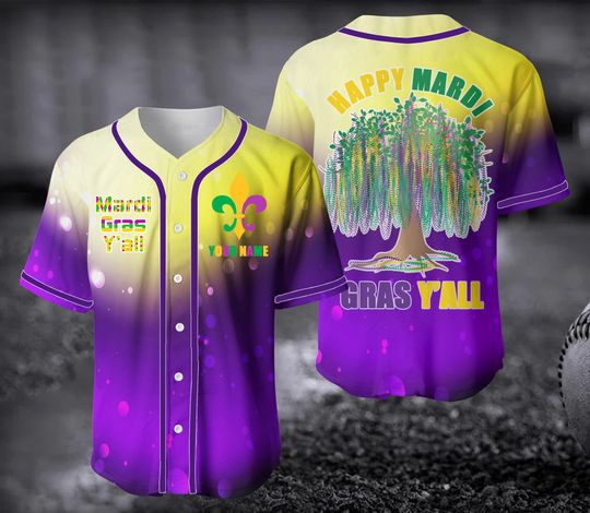 Discover Personalized Mardi Gras Baseball Jersey