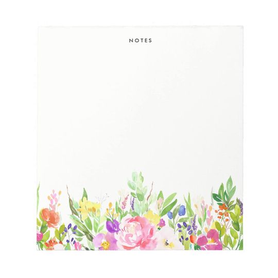 Discover Colorful Watercolor Spring Blooms Floral Notepad