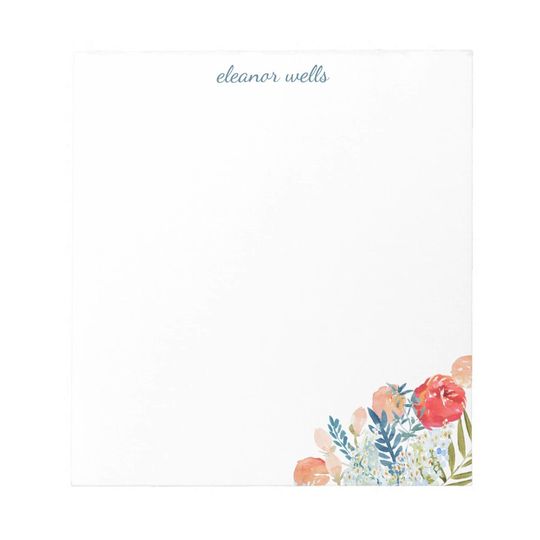Discover Vintage Watercolor Florals Personalized Stationery Notepad
