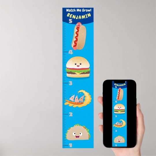 Discover Personalized Cute Favorite Meal Growth Chart, Kid's Room Decor