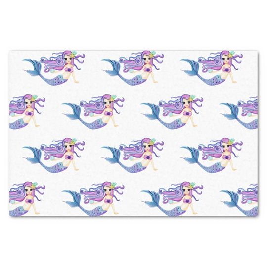 Discover Watercolor Mermaid Birthday Party Tissue Paper