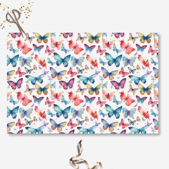 Discover Colorful Watercolor Butterfly Modern Pattern Tissue Paper