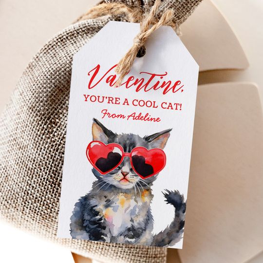 Discover Cool Cat Kitten Kids Valentines Day Gift Tags