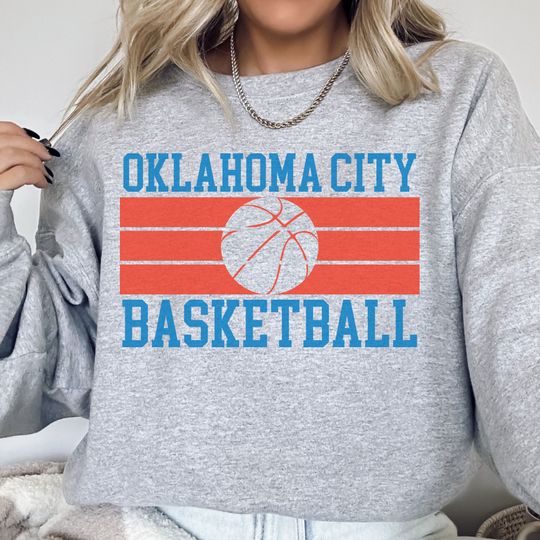 Discover Vintage Oklahoma City Basketball Sweatshirt Thunder Basketball
