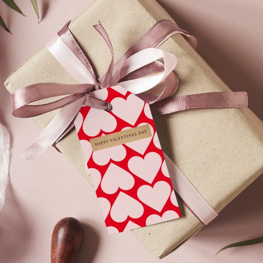 Discover Modern  Romantic Red & Pink Hearts Pattern  Gift Tags