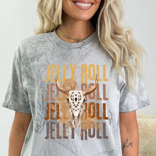 Discover Jelly Roll- Cow Skull Country Western Concert T-shirt