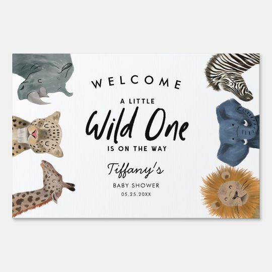 Discover Safari Animals Baby Shower Welcome Yard Sign