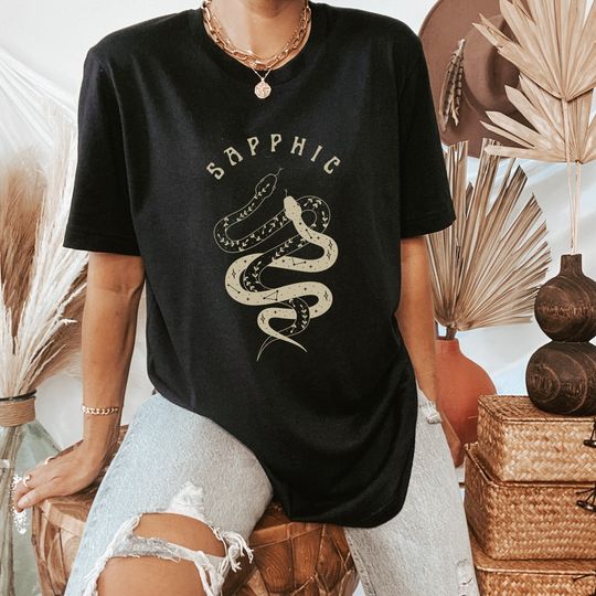 Discover Sapphic Shirt, Mystical Sapphic Snakes, Boho Celestial