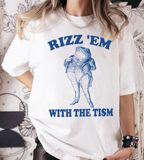 Discover Rizz Em with The Tism Unisex Sweatshirt, Funny Frog Sweatshirt