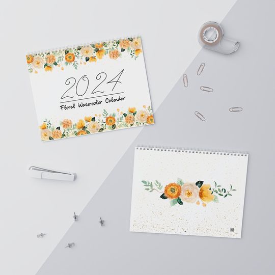 Discover 2024 Wall Calendar | Cute Floral Watercolor Design