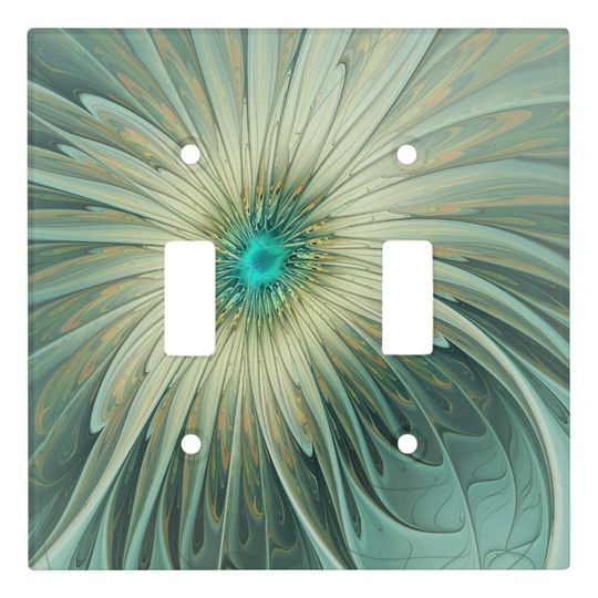 Discover Abstract Sage Green Fantasy Flower Fractal Art Light Switch Cover