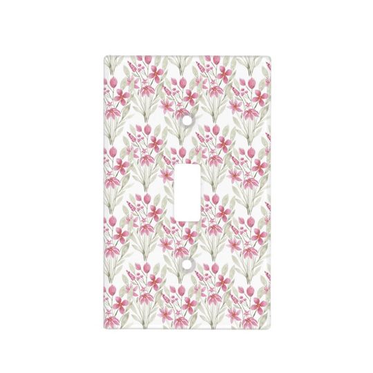 Discover Elegant Flowers Pink Sage Green Watercolor Floral Light Switch Cover