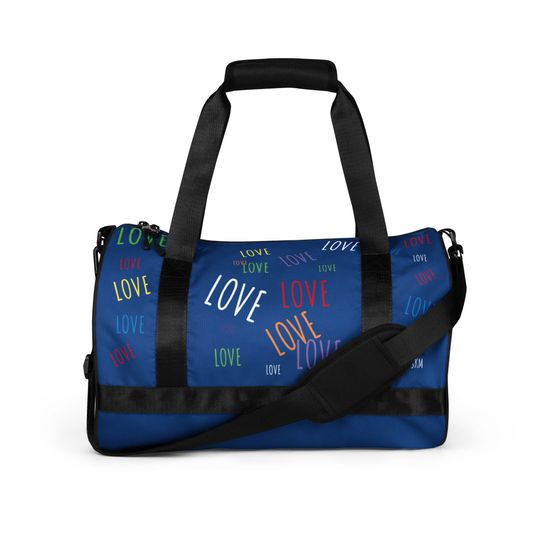 Discover All-over LOVE print gym bag
