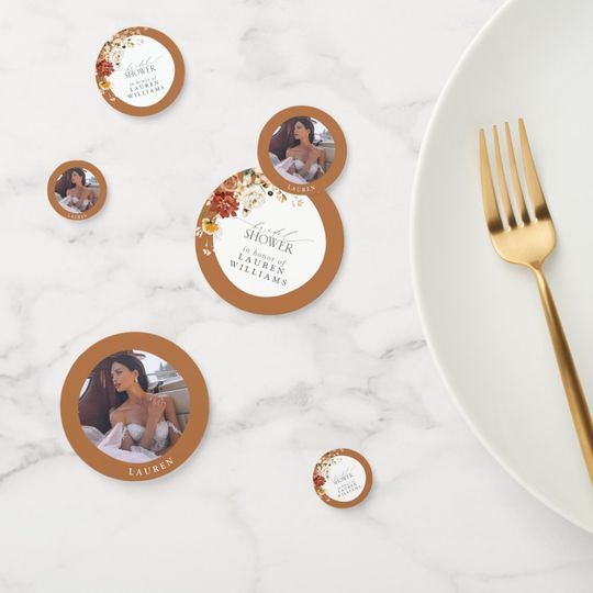 Discover Rust Orange Watercolor Floral Bridal Shower Confetti