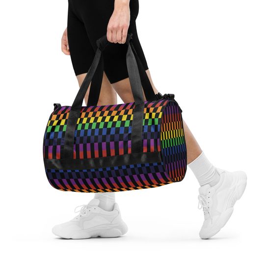 Discover Checkered Rainbows All-over print gym bag