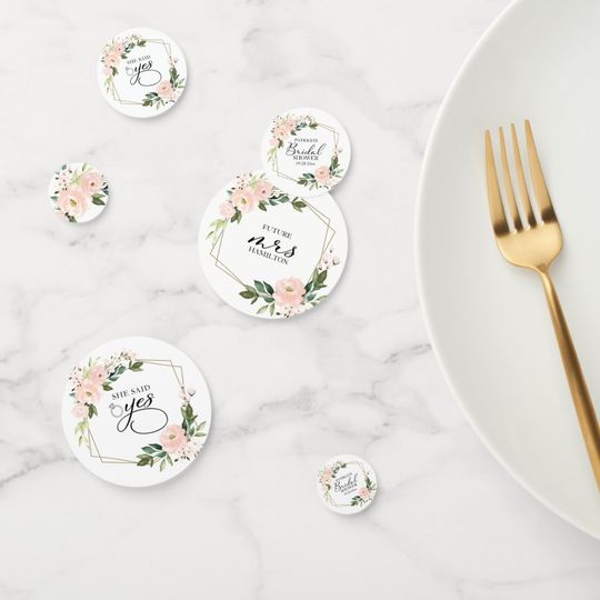 Discover Pink Blush Floral Gold Geometric Bridal Shower Confetti