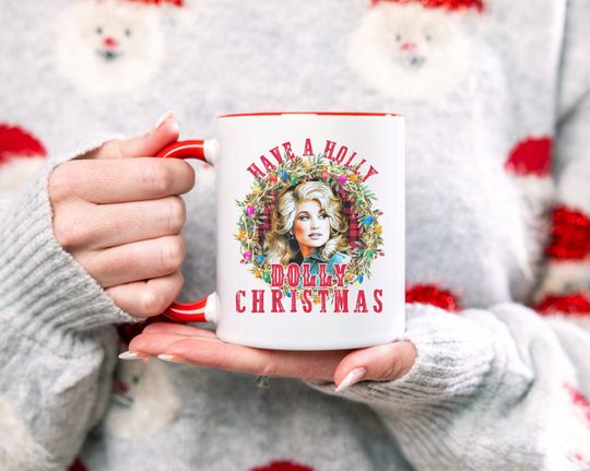 Discover Holly Dolly Christmas Mug, Dolly Parton Print Mug