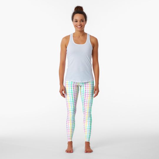 Discover Spring Plaid - Pastel Easter Check Leggings