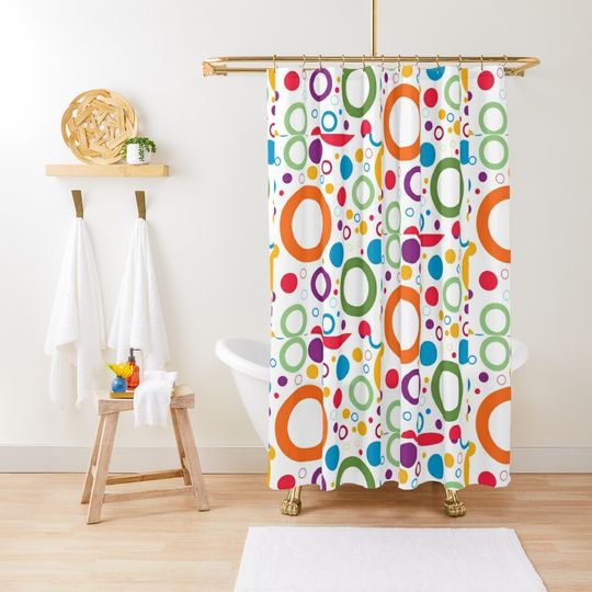 Discover Summer Time Perfect Bubbles and Circles Shower Curtain