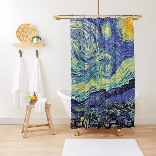 Discover Starry Night Painting by Vincent van Gogh Gifts for women Shower Curtain
