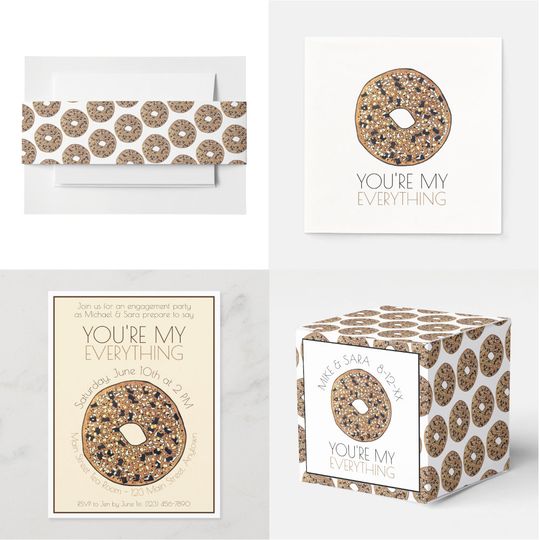 Discover You're My Everything Bagel Breakfast Food Love Paper Cups