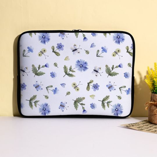 Discover Blue Flowers Canvas iPad Bags