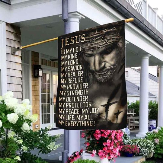 Discover Jesus Is My God My Lord My Savior House Flag