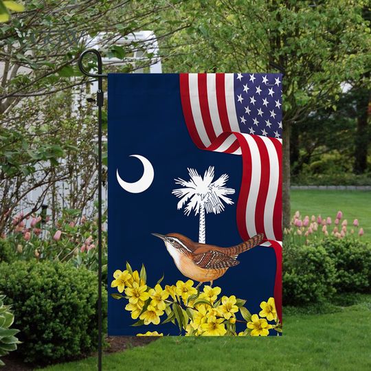 Discover South Carolina Wren with Yellow Jessamine Garden Flag