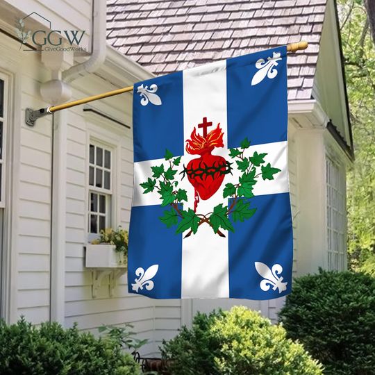 Discover Quebec Sacred Heart Flag, Carillon-Sacr-Coeur Flag, Flag of the Sacred Heart