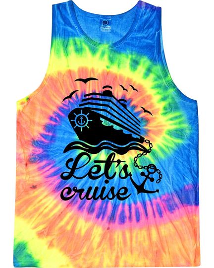 Discover Tie Dye Tank Tops Cruise Trip, Let's Cruise Ship Design Tank