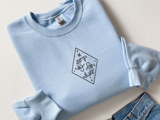 Discover Embroidered Pisces Sweatshirt