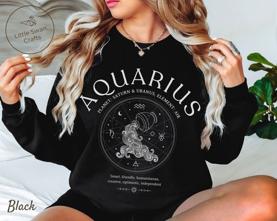 Discover Aquarius Sweatshirt, Zodiac Birthday Gift, Astrology Crewneck