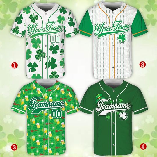 Discover Personalized St Patrick's Day Baseball Jersey, Irish Shamrock Jersey, Family Matching Lucky Shirt
