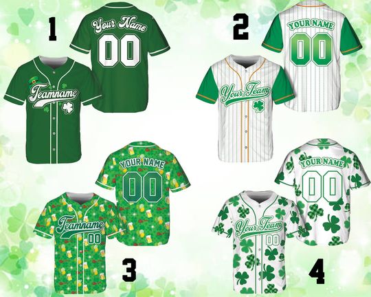 Discover Personalized St Patrick's Day Baseball Jersey, Irish Shamrock Jersey, Family Matching Lucky Shirt