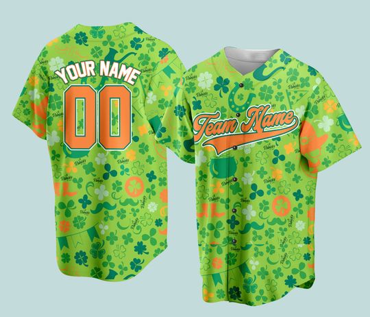 Discover Personalized St Patrick's Day Baseball Jersey, Irish Shamrock Jersey, Family Matching Lucky Shirt