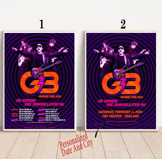 Discover Joe Satriani Guitars G3 Reunion Tour 2024 Poster