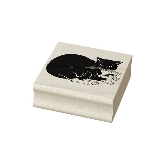 Discover tuxedo cat art stamp