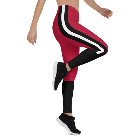 Discover Georgia Team Colors With Red-Black-White Striped/Ladies Football Style Sports Leggings