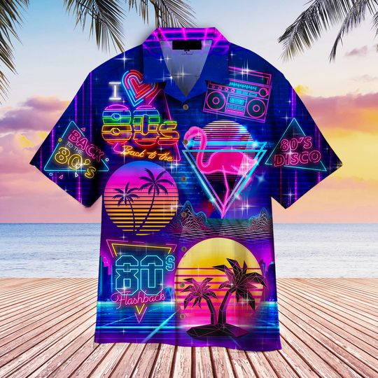 Discover I Love 80s Neon Disco Party 3D HAWAII SHIRT