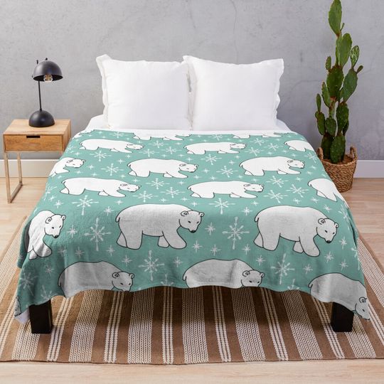 Discover Christmas Polar Bears Throw Blanket