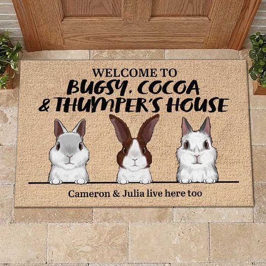 Discover Welcome To The Rabbit's House Bunny - Personalized Decorative Mat