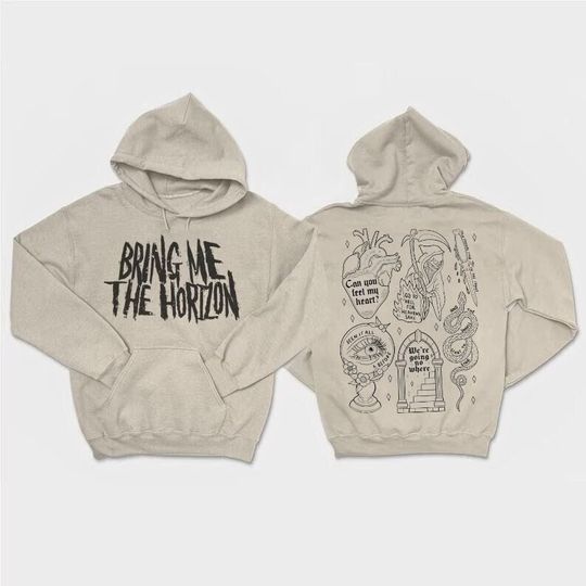 Discover Bring Me The Horizon Doodle Art Hoodie, Vintage Album Lyric Merch Tee, BMTH Rock Music Concert Hoodie Gift