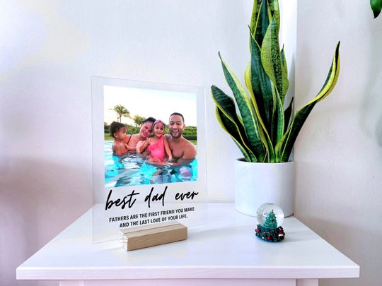 Discover Best Dad Ever Gift - Personalized Acrylic Stand Plaque Block for Him Gift