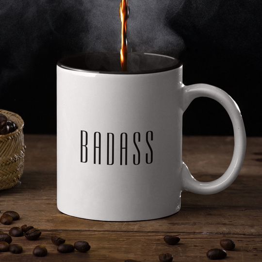 Discover BADASS Stylish Modern Typography Trendy Fun Quote Two-Tone Coffee Mug