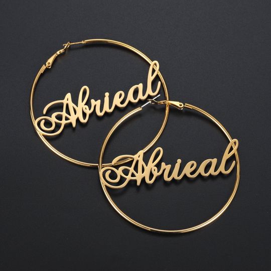 Discover Custom Hoop Earrings With Name, Gift For Her, Mothers Day Gift