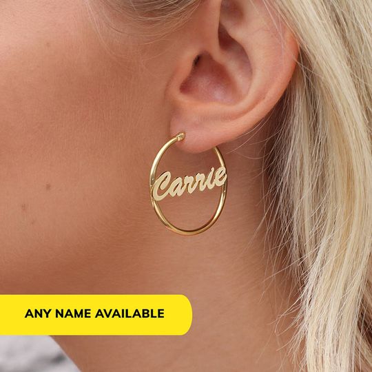 Discover Custom Hoop Earrings With Name, Gift For Her, Mothers Day Gift