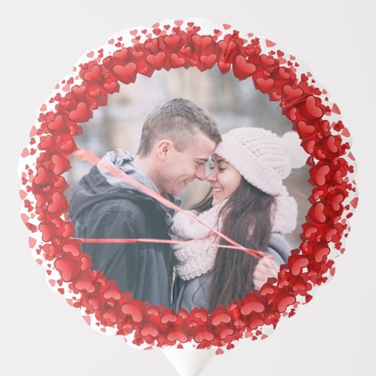 Discover Personalized Valentine's Photo & Names Red Hearts Balloon